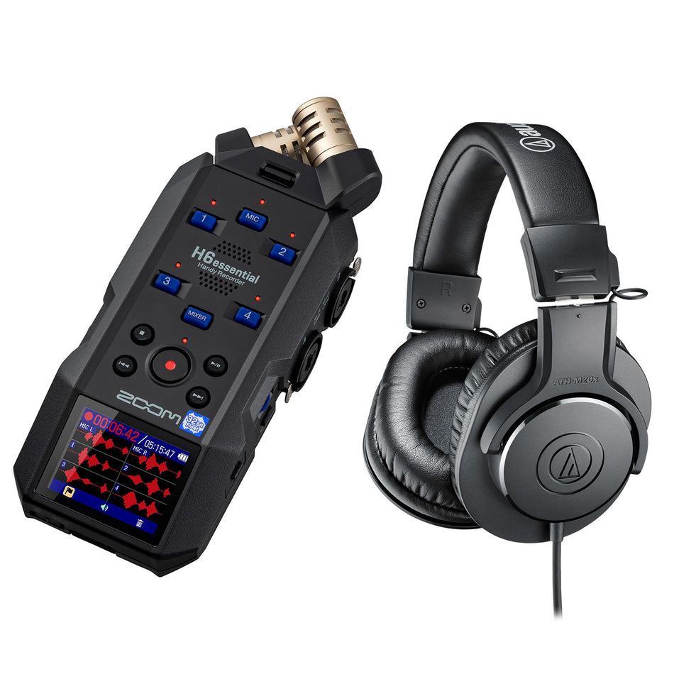 Zoom H6essential Digital Recorder Bundle with Audio-Technica ATH-M20x Headphones