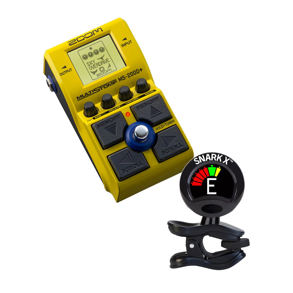 Zoom MS-200D+ MultiStomp Overdrive/Distortion Pedal Bundle with Snark X Tuner