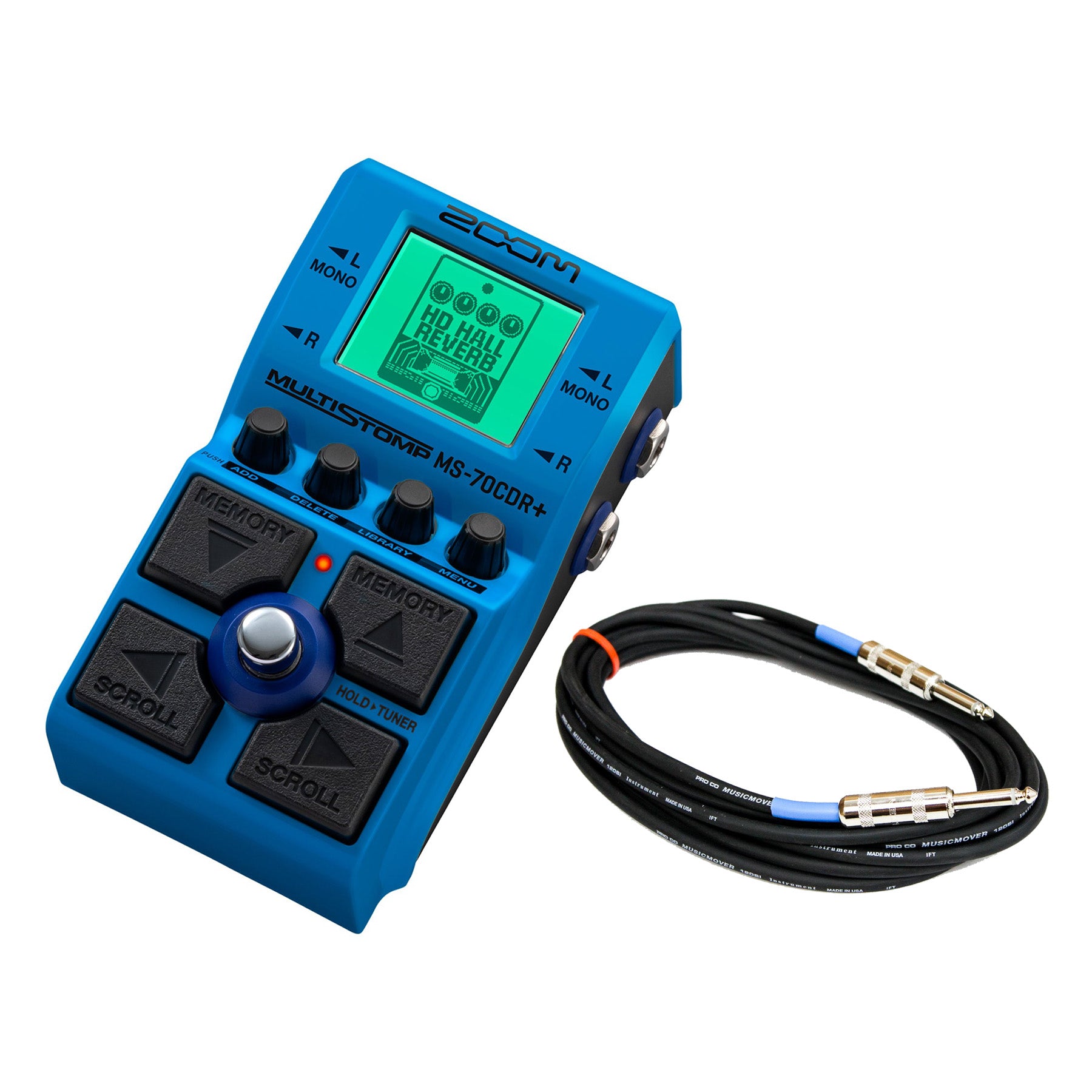 Zoom MS-70CDR+ Multistomp Pedal Bundle with Pro Co EG-15 1/4