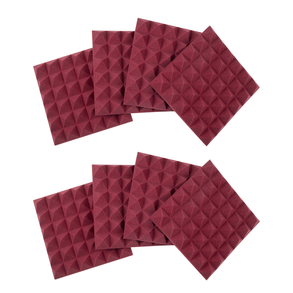 Gator Frameworks GFW-ACPNL1212PBDY-8PK 8-Pack of Burgundy 12x12" Acoustic Pyramid Panels