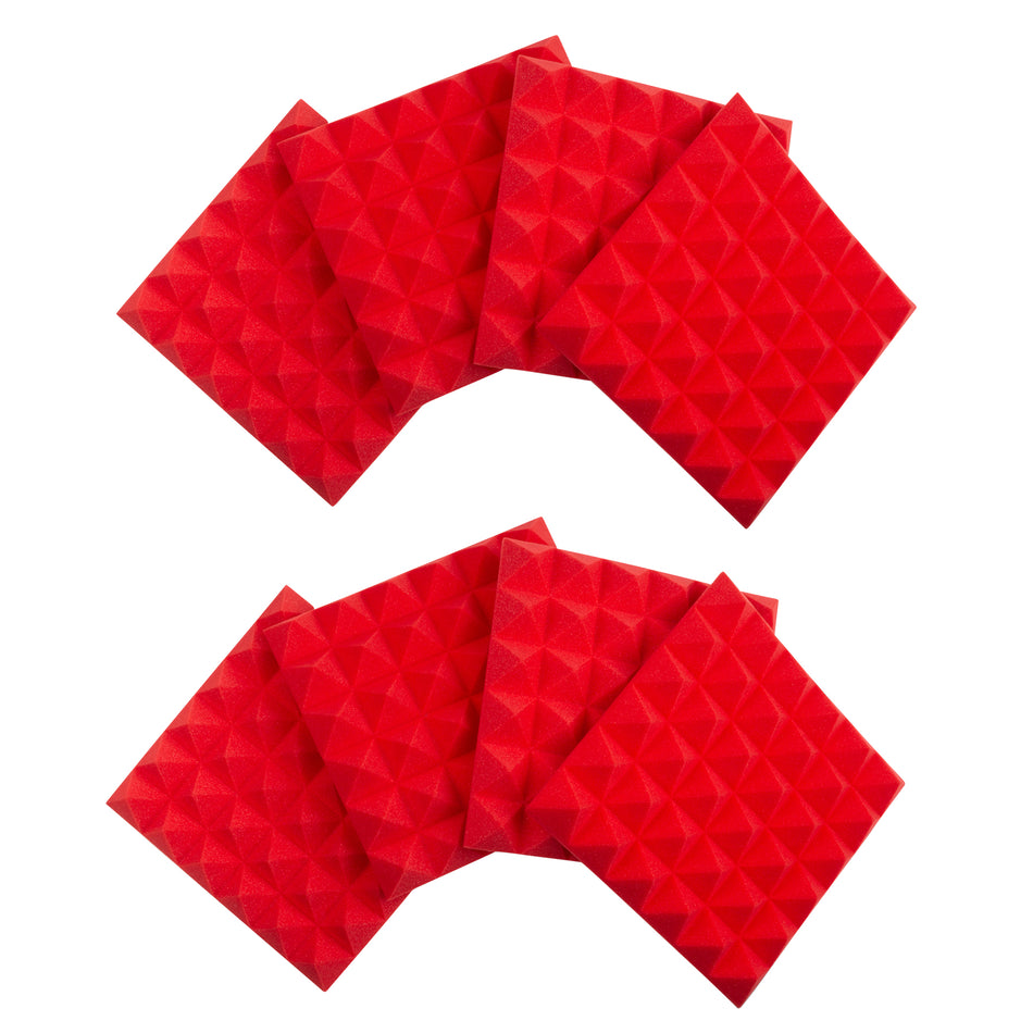 Gator Frameworks GFW-ACPNL1212PRED-8PK 8-Pack of Red 12x12" Acoustic Pyramid Panels