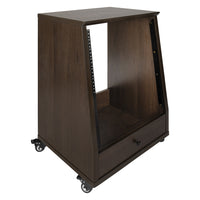 Gator Frameworks Elite Series 12U Angled Studio Rack with Locking Casters, Dark Walnut Brown