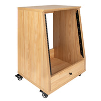 Gator Frameworks Elite Series 12U Angled Studio Rack with Locking Casters, Natural Maple Matte