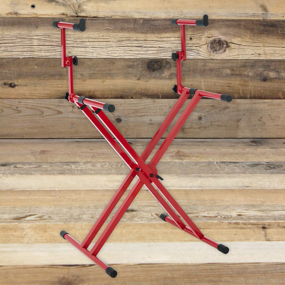 Gator Frameworks GFW-KEY-5100XRED Heavy-Duty 2-Tier "X" Style Keyboard Stand