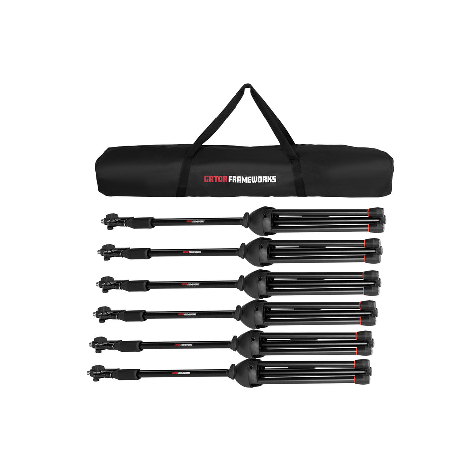Gator Frameworks GFW-MIC-6PACKBG 6-Pack of Mic Stands with Carry Bag