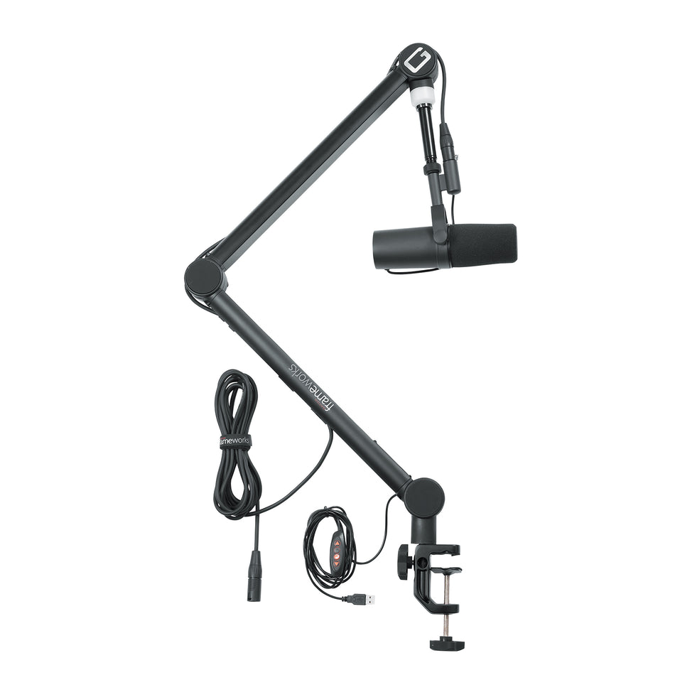 Gator Frameworks GFWMICBCBM4000 Professional Broadcast Boom Mic Stand with Led Light
