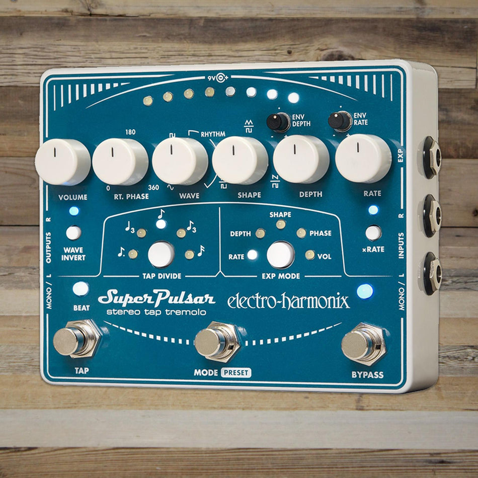 Open Box Electro-Harmonix Super Pulsar Stereo Tap Tremolo Effects Pedal w/ Power Adapter