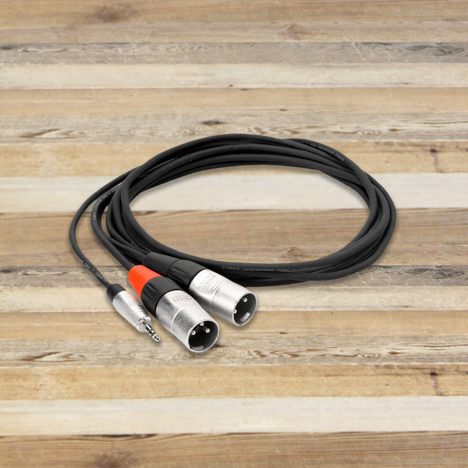 Open Box Hosa HMX-006Y 6-foot Pro 1/8" (3.5 mm) TRS to Dual XLR Male Breakout Y-Cable