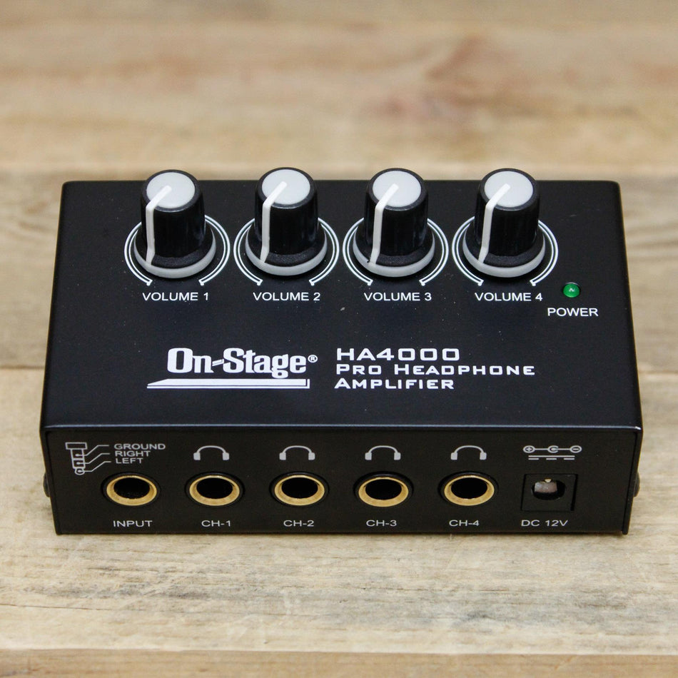 Open Box On-Stage HA4000 4-Channel Pro Headphone Amplifier