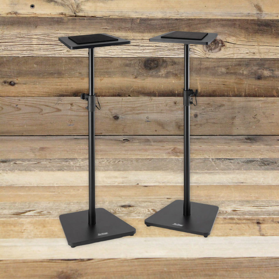Open Box On-Stage SMS7500B Black Pair of Adjustable Wood Studio Monitor Stands