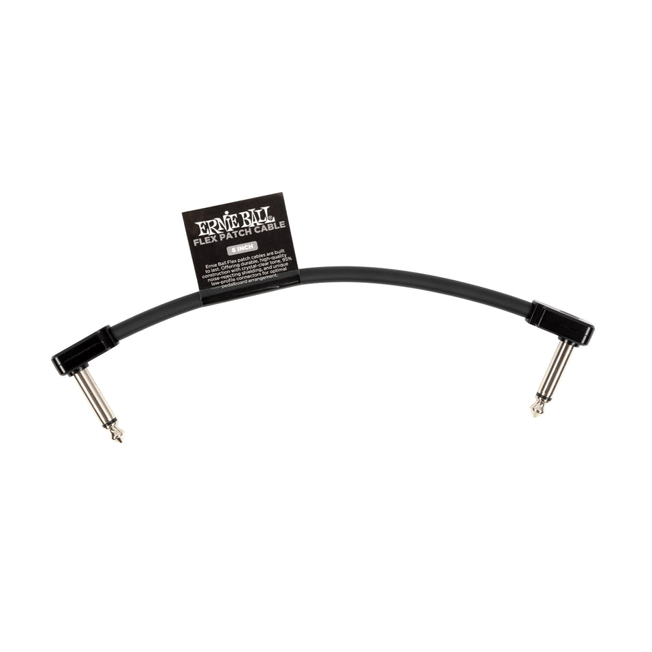 Ernie Ball Black Flex 1/4" TS Low-Profile Patch Cable, 6-inch
