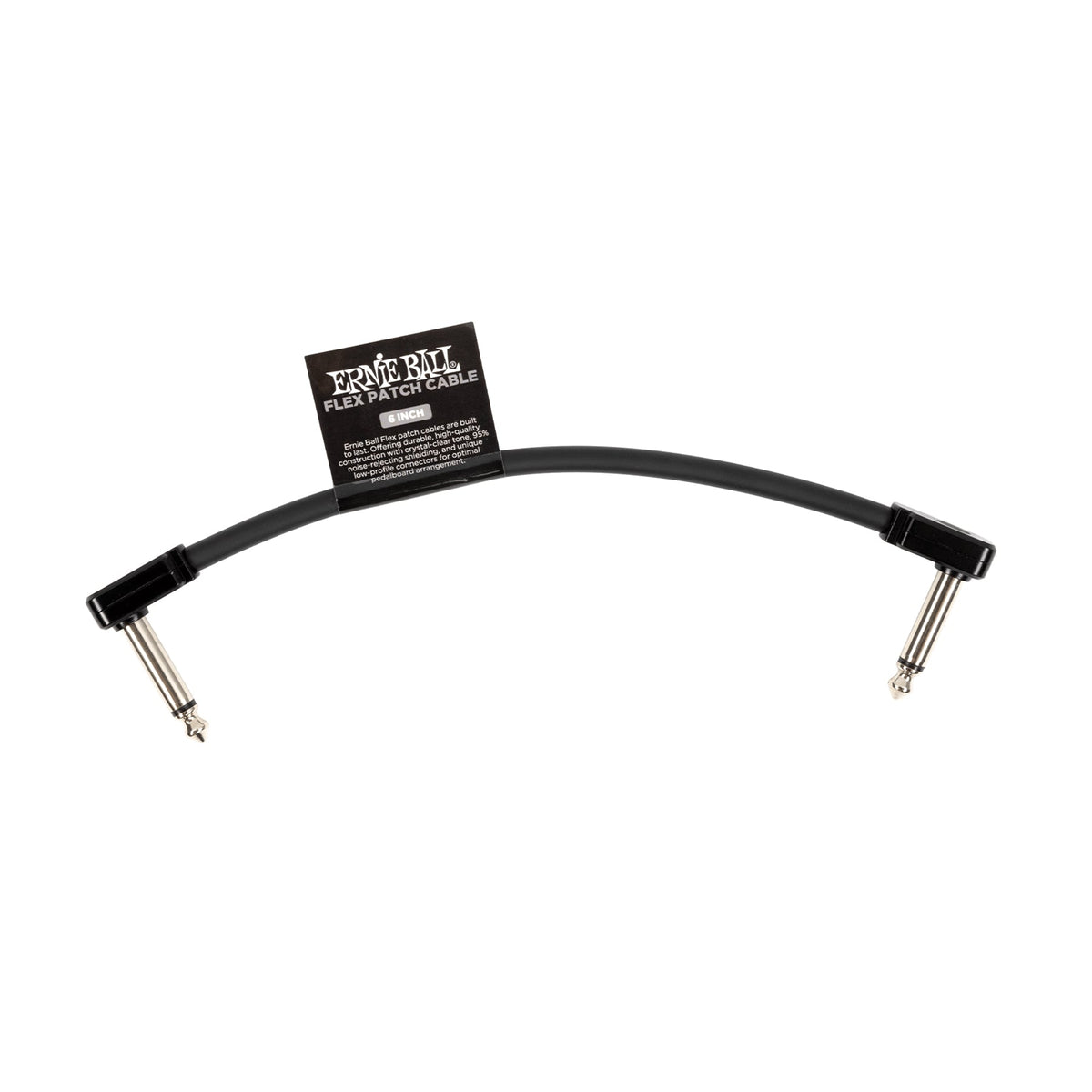 Multi-size 6-pack of Ernie Ball Black Flex 1/4" TS Low-Profile Patch Cables