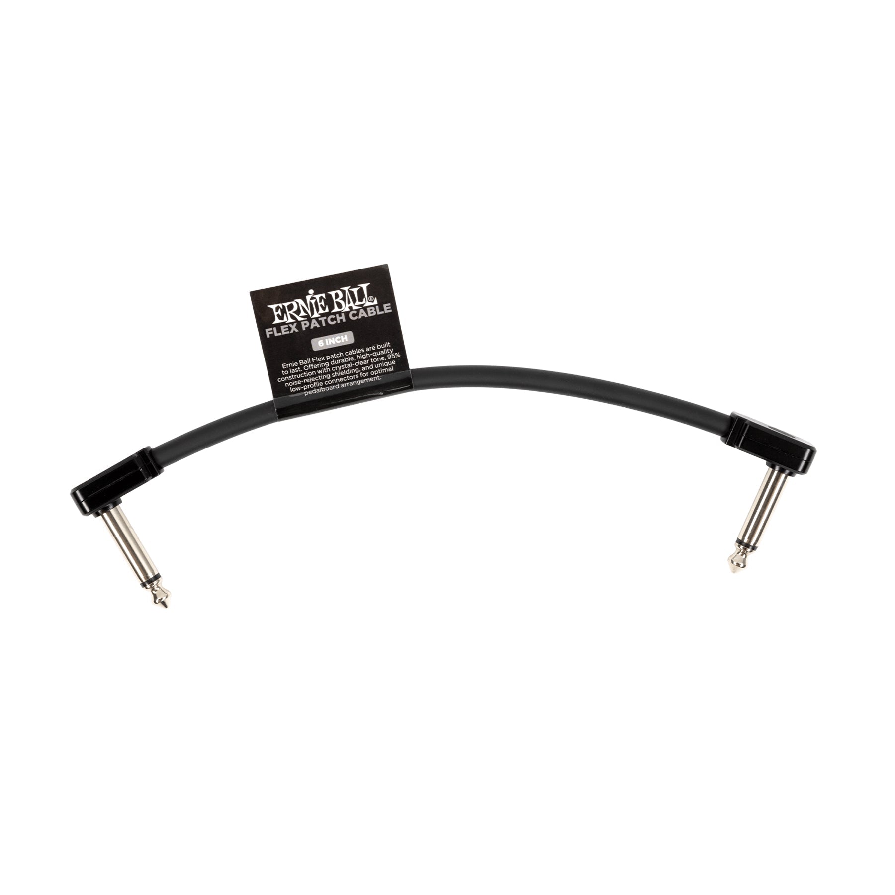 Multi-size 6-pack of Ernie Ball Black Flex 1/4" TS Low-Profile Patch Cables