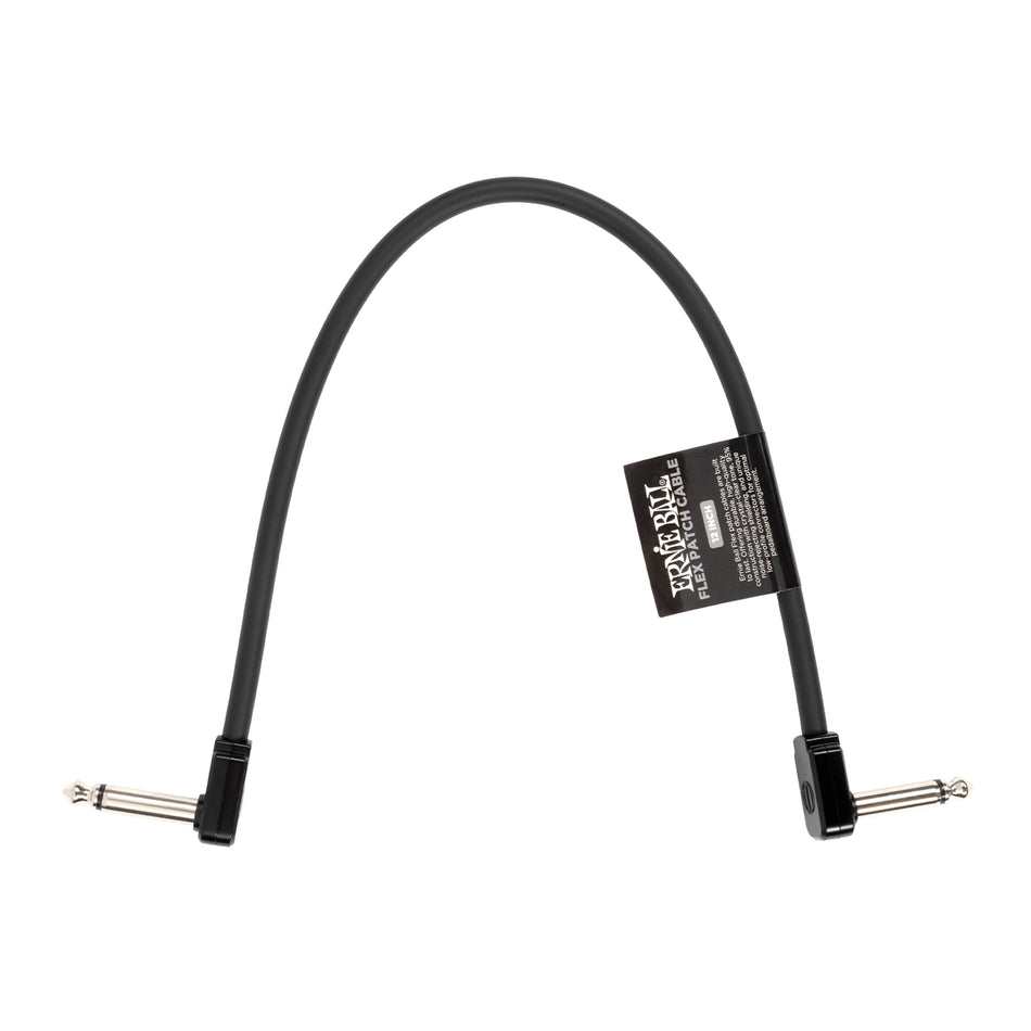 Ernie Ball Black Flex 1/4" TS Low-Profile Patch Cable, 12-inch