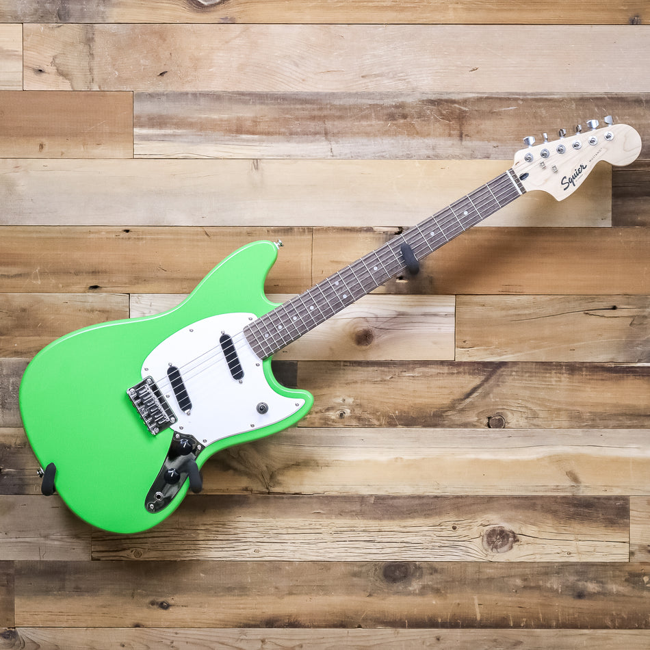 Squier FSR Squier Sonic Mustang Electric Guitar, White Pickguard, Lime Green