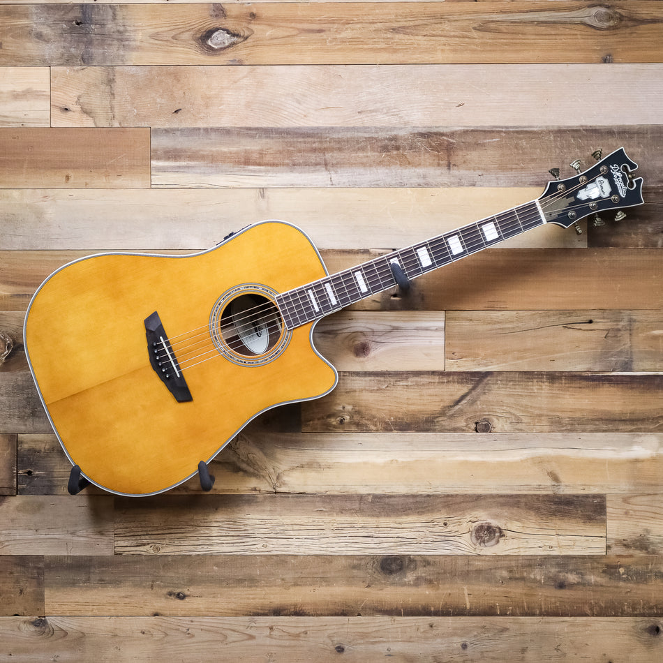 D'Angelico Premier Bowery Acoustic Electric Guitar, Vintage Natural