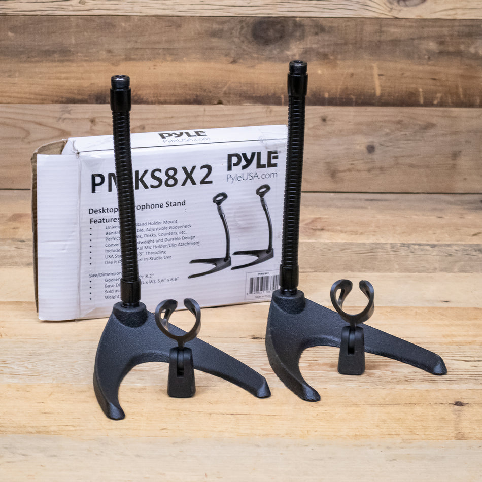 Pyle PMKS8X2 Desktop Gooseneck Mic Stand Pair