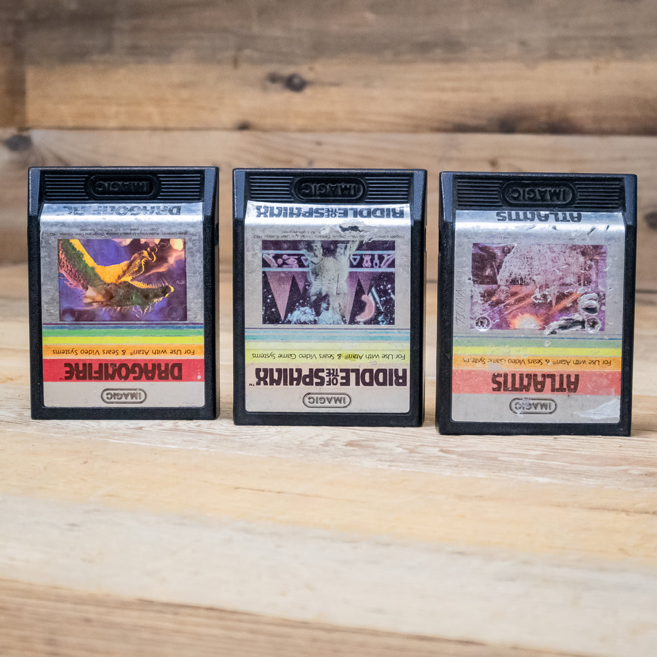 Atlantis, Dragonfire, Riddle of the Sphinx IMAGIC Game Cartridge LOT for Atari 2600 System