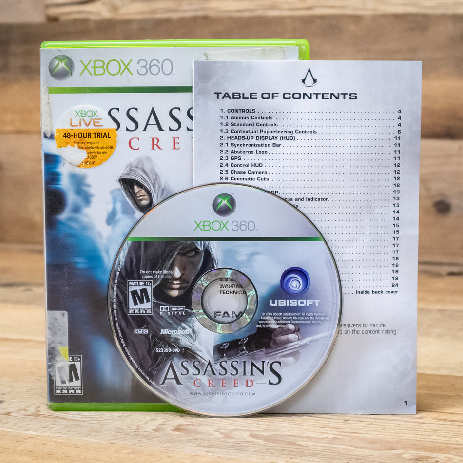 Assassin's Creed Game with Case for Xbox 360, CIB
