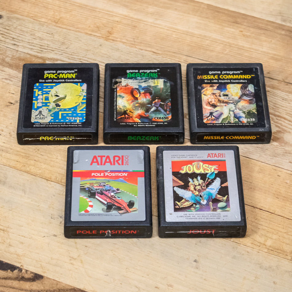 Joust, Pole Position, Pac-Man, Berzerk, Missile Command Game Cartridge LOT for Atari 2600 System