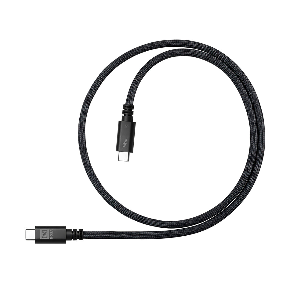 Hosa Black Thunderbolt 5 Certified 80Gbps 240W 5A USB-C Cable, 2.6 foot