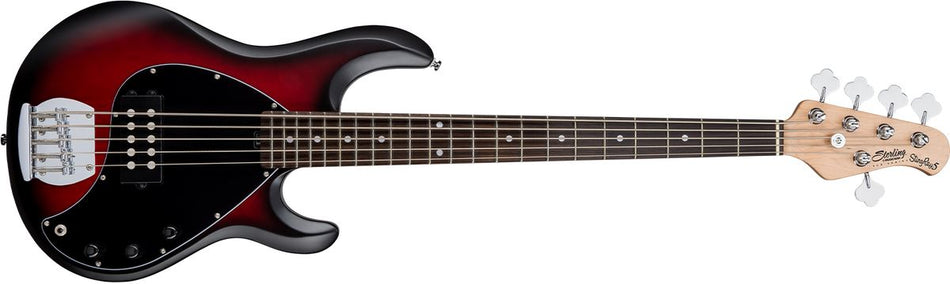 DNLC - Sterling by Music Man StingRay Ray5 Bass, Ruby Red Burst Satin