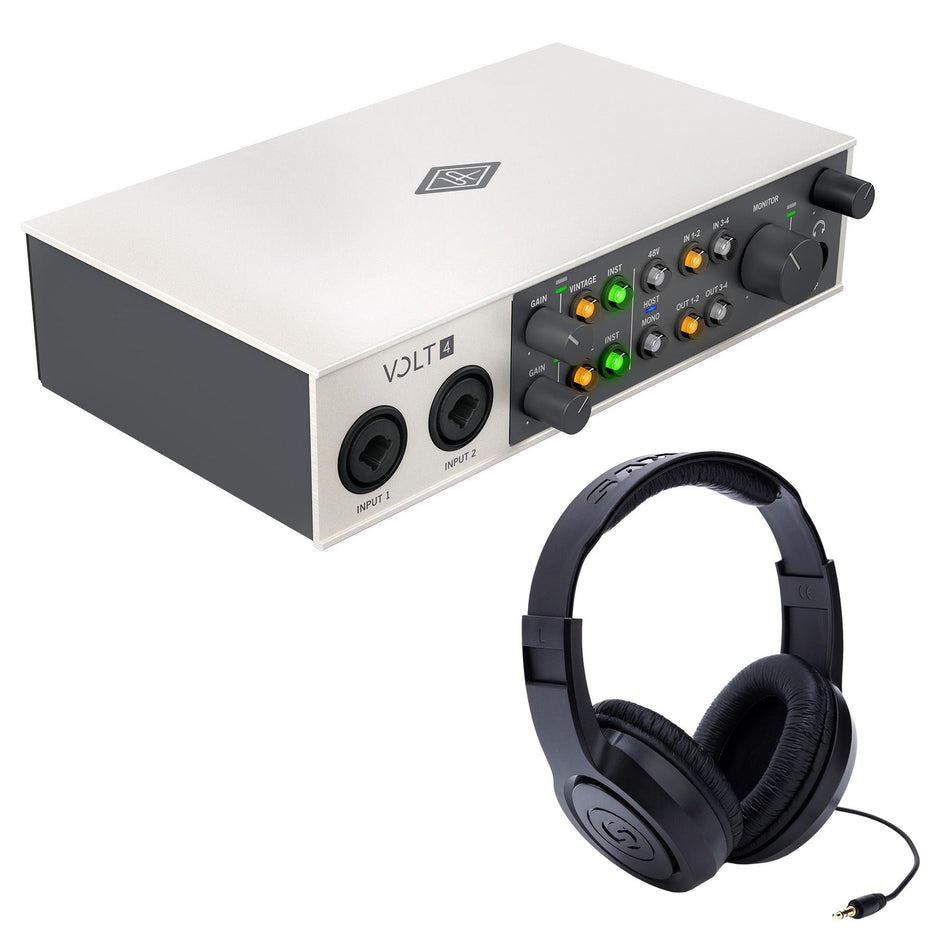 Universal Audio Volt 4 USB-C Audio Interface Bundle with Samson Headphones