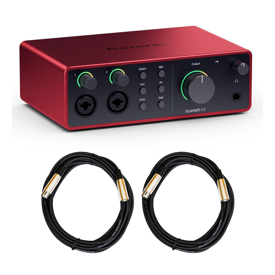 Focusrite Scarlett 4i4 (4th Gen) USB-C Audio Interface Bundle with XLR Cables