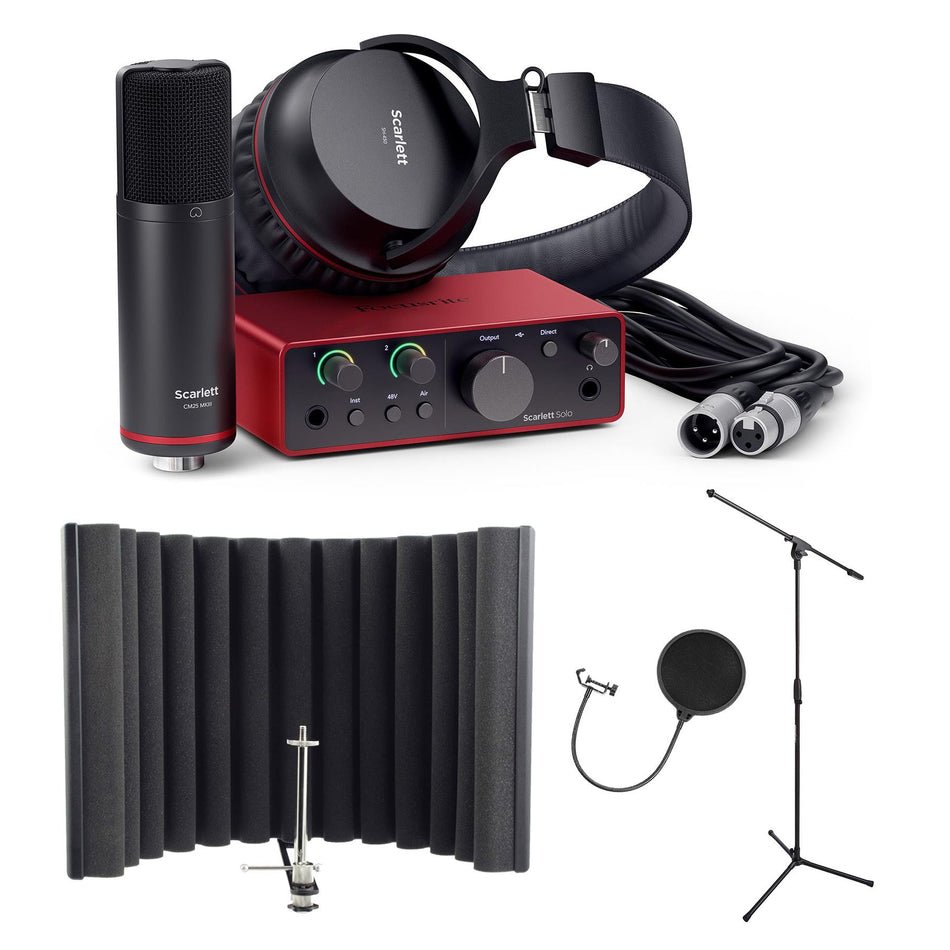 Focusrite Scarlett Solo Studio (4th Gen) Bundle with RF-X, Stand & Pop Filter