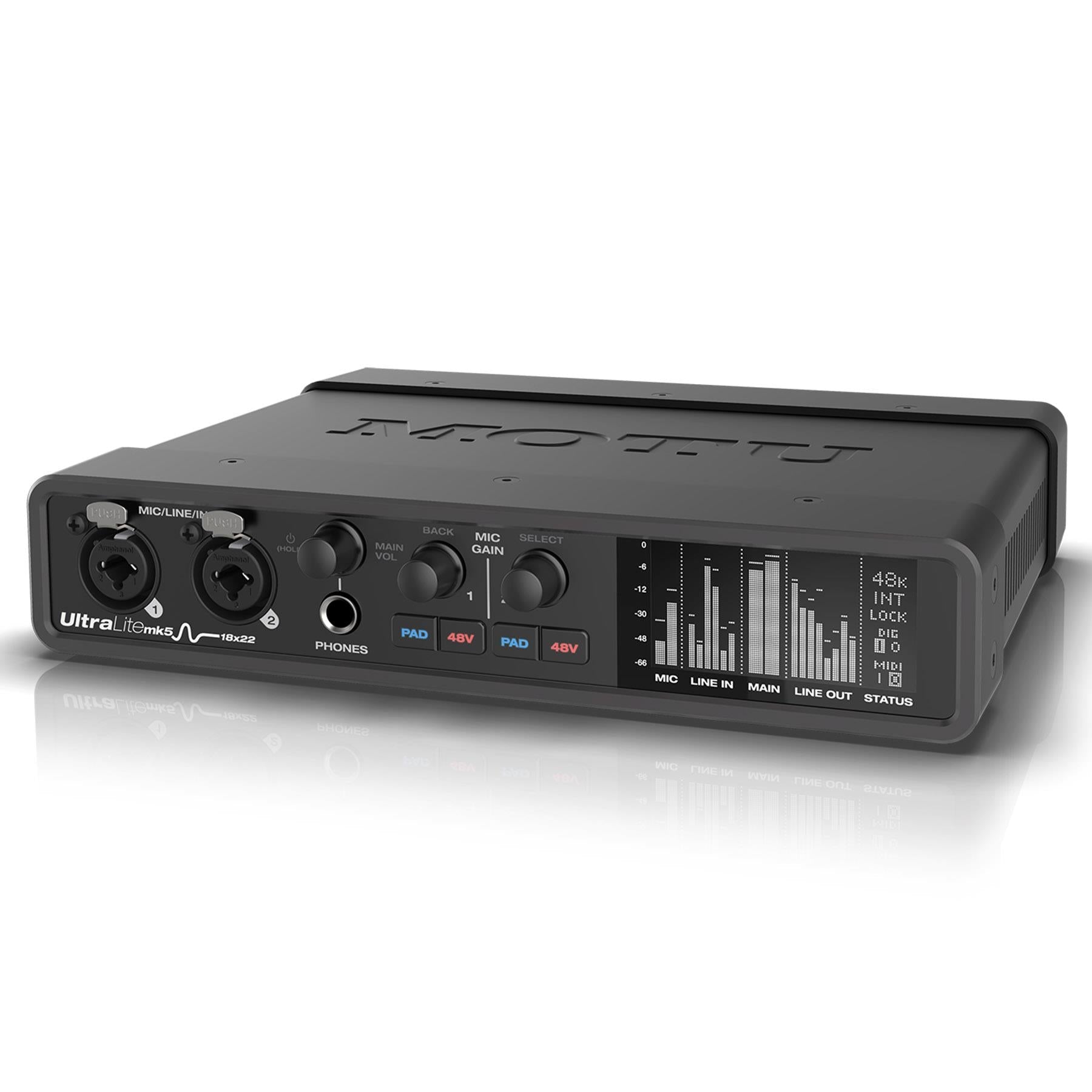 MOTU UltraLite-mk5 USB Audio Interface Bundle with TS Patch Cables & MIDI Cables