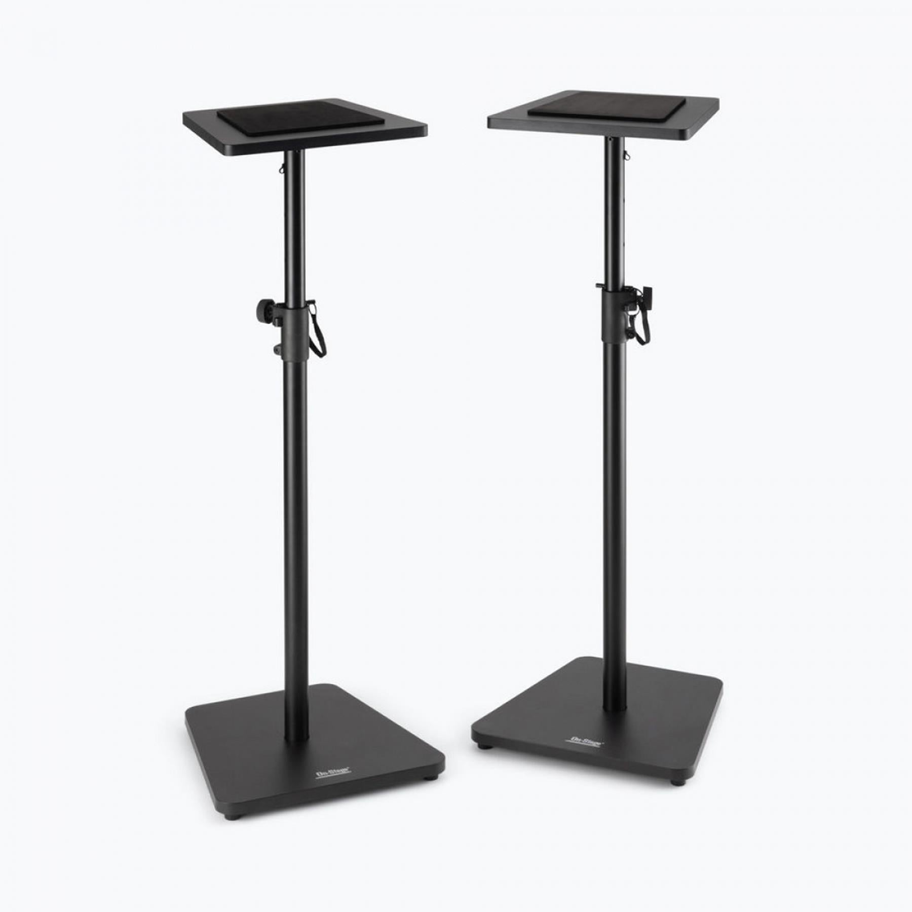 On-Stage SMS7500B Black Pair of Adjustable Wood Studio Monitor Stands ...