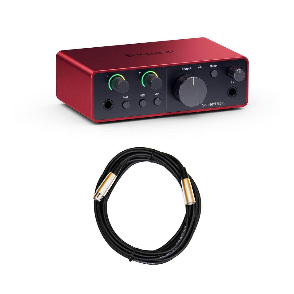 Focusrite Scarlett Solo (4th Gen) USB-C Audio Interface Bundle with XLR Cable