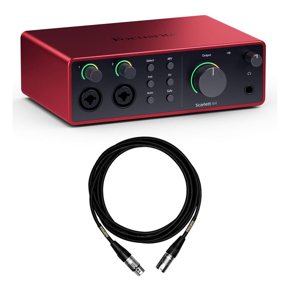 Focusrite Scarlett 4i4 (4th Gen) USB-C Audio Interface Bundle with Mogami XLR Cable