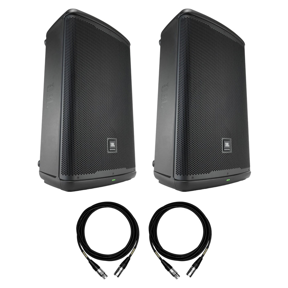 Stereo Pair of JBL EON715 15-inch Powered Loudspeakers Bundle with Mogami XLR Cables