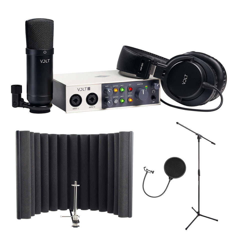 Universal Audio Volt 2 Studio Pack  Bundle with RF-X, Stand & Pop Filter
