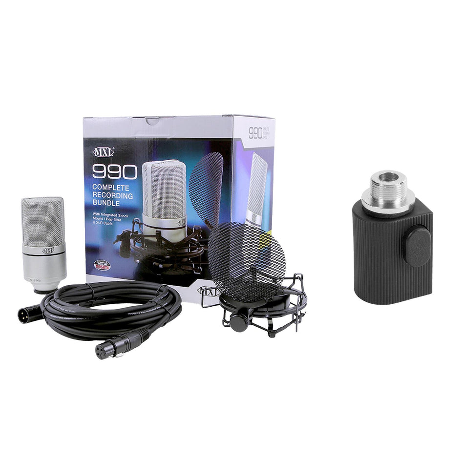 MXL 990 Complete Microphone Recording Bundle with Quick Release Clip
