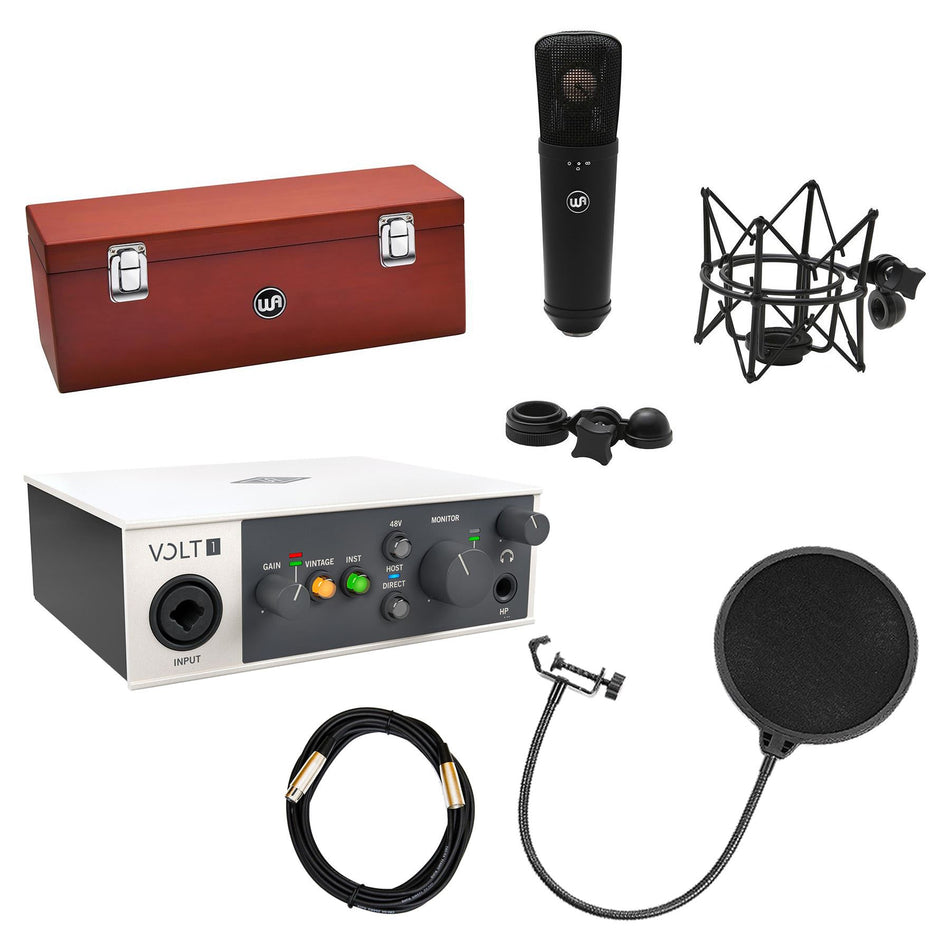 Warm Audio Black WA-87 R2 Microphone Bundle with Volt 1, Cable, Pop Filter