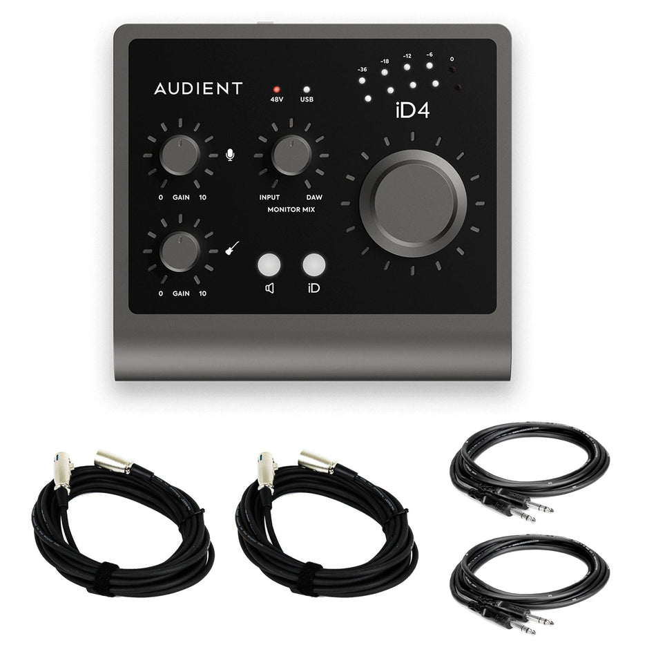 Audient ID4 MKII USB Audio Interface Bundle with XLR & TRS Cables