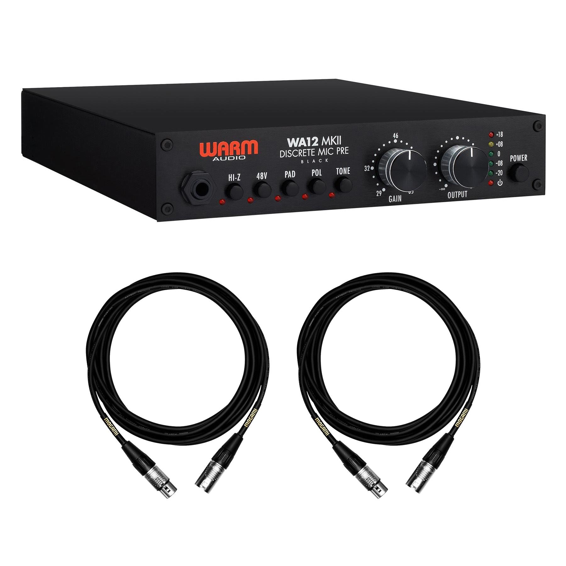 Warm Audio WA12 MKII Black w/ 2 Mogami XLR Cables Bundle - Pixel