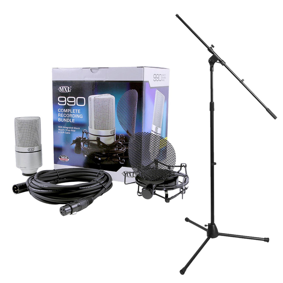 MXL 990 Complete Microphone Recording Bundle Bundle with Stand