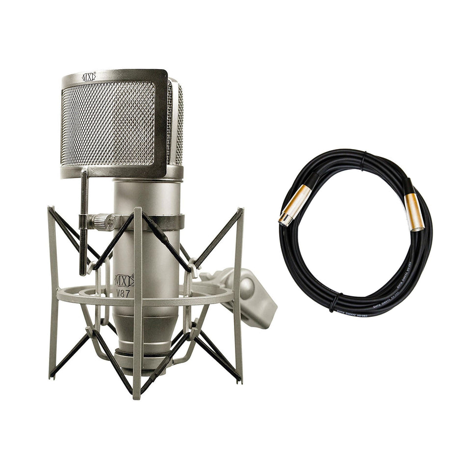 MXL V87 Studio Condenser Microphone Bundle with 20-foot XLR Cable