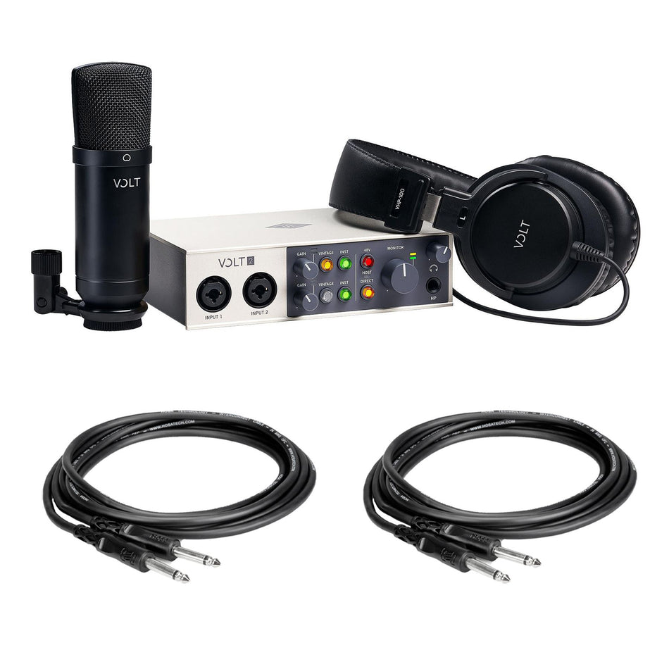 Universal Audio Volt 2 Studio Pack Bundle with 2 Hosa CPP-110 1/4" TS Cables