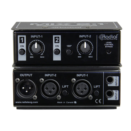 Radial Engineering MIX 2:1 2-Channel Passive Mixer bundle with XLR & TRS Cables