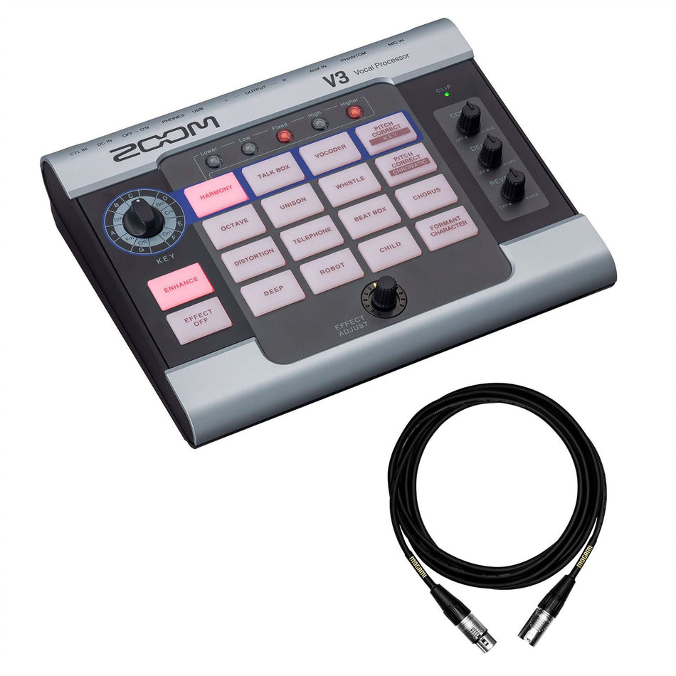 Zoom V3 Multi-Effects Vocal Processor Bundle with Mogami XLR Cable