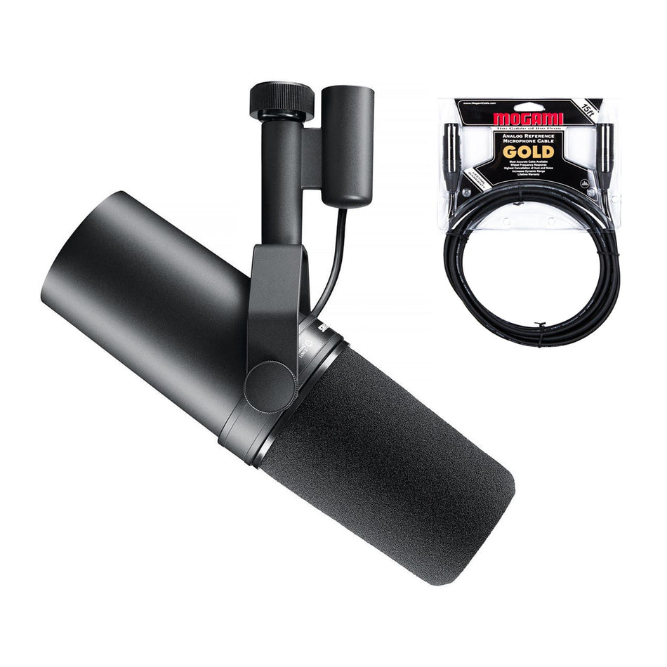 Shure SM7B Microphone w/ 15-Foot Mogami Gold Studio XLR Microphone Cable Bundle