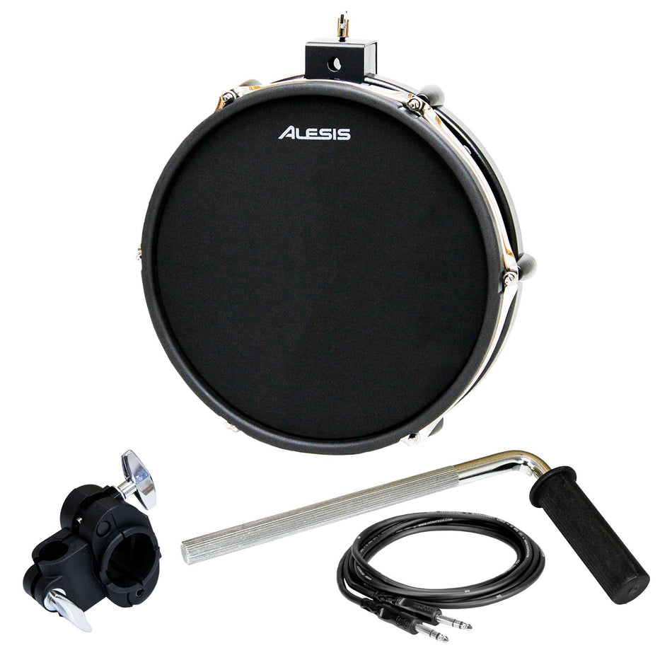 Alesis 12" Dual Zone Mesh Drum Pad w/ L-Rod, Clamp, 1/4" TRS Cable Bundle