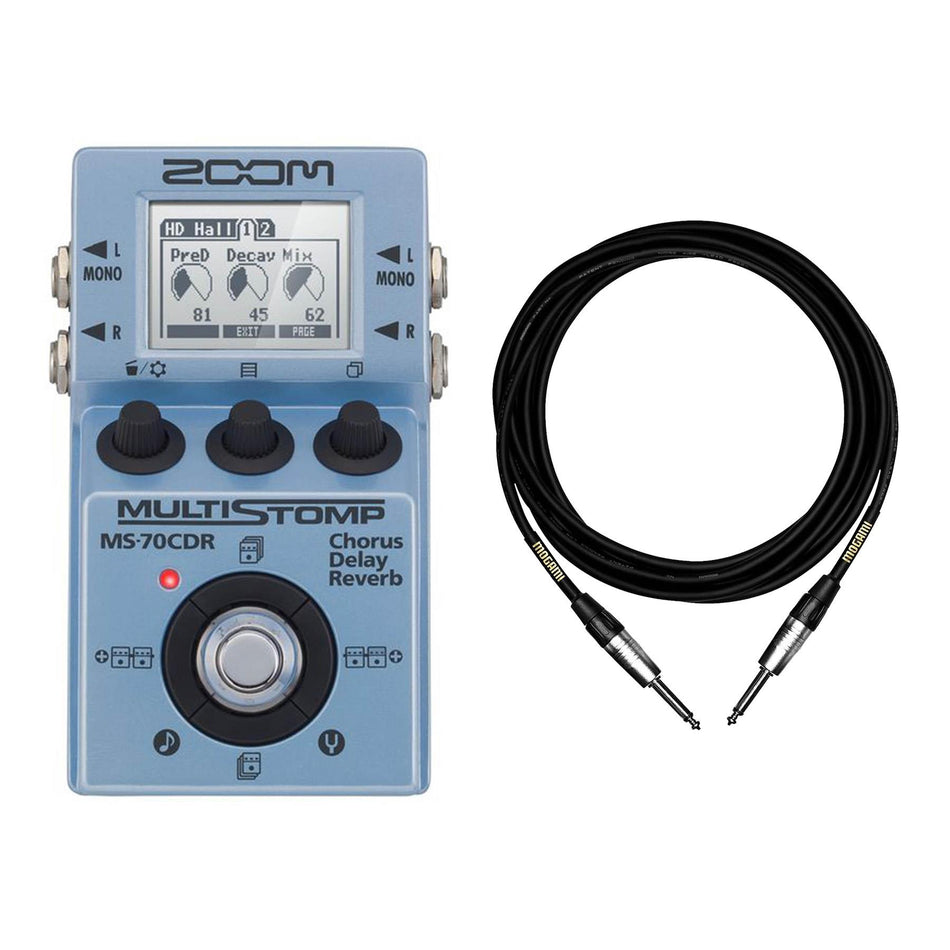 Zoom MS-70CDR Effects Stompbox w/ 10-Foot Mogami 1/4" Instrument Cable Bundle