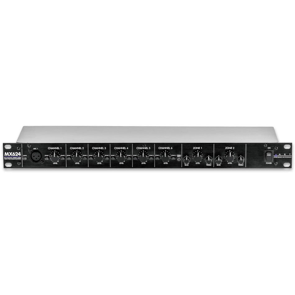 ART MX624 6-Channel Stereo Mixer with Dual Zone Outputs