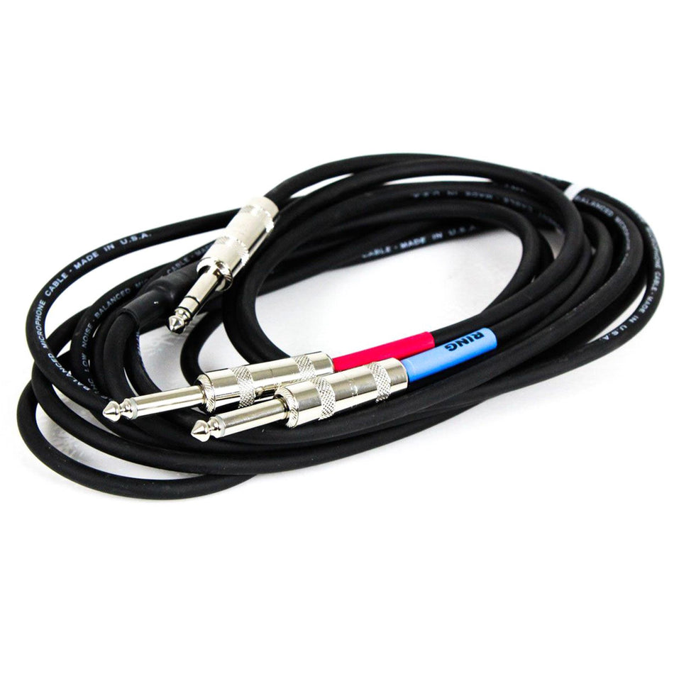RapcoHorizon YS-P-15 1/4" TRS Male to Dual 1/4" TS Male Insert Cable, 15-Foot