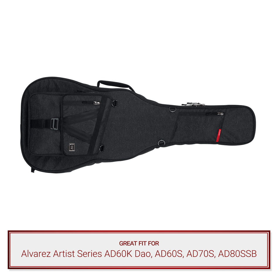 Gator Charcoal Transit Case fits Alvarez AD60K Dao, AD60S, AD70S, AD80SSB